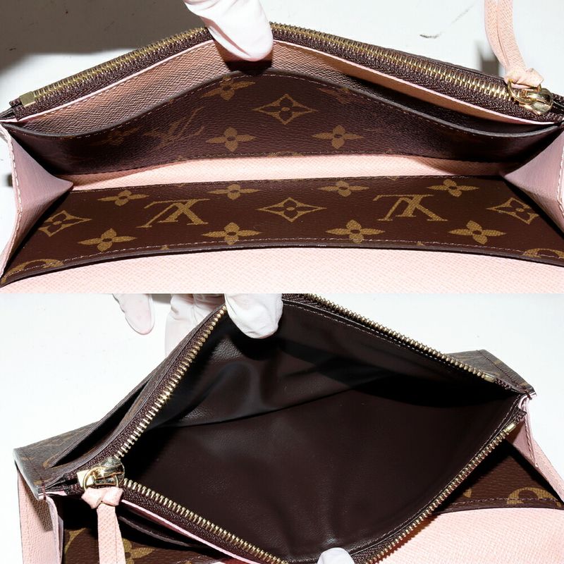 Louis Vuitton Zipper Long Wallet With Coin Purse Monogram Rose Ballerine