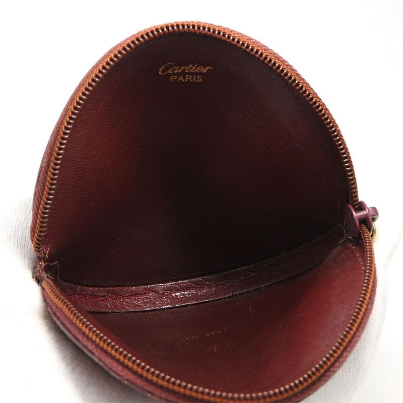 Cartier Must Do Round Coin Case Must Line Leather Bordeaux Gold Hardware Small