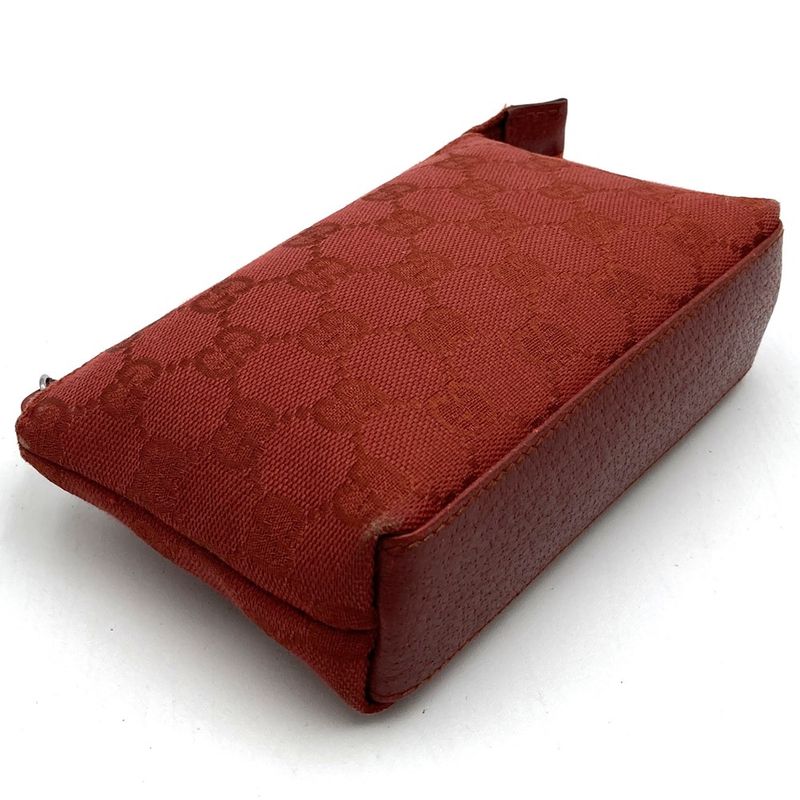 Gucci 115237 Pouch Small Makeup Pouch Makeup Case GG Canvas Red Women's Fashion