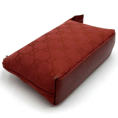 Gucci 115237 Pouch Small Makeup Pouch Makeup Case GG Canvas Red Women's Fashion