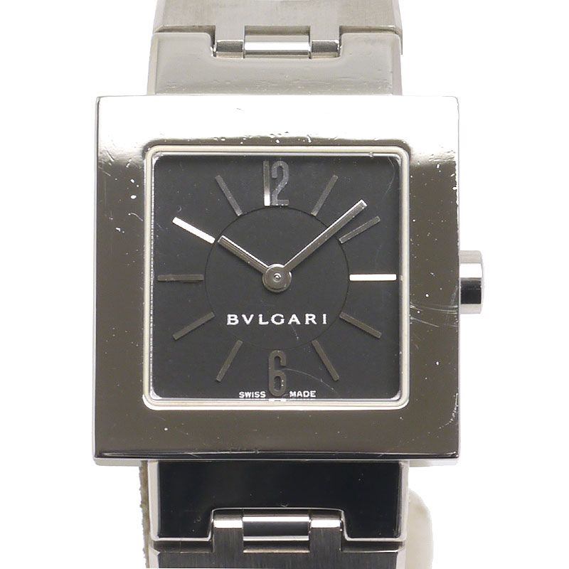 Bulgari Quadrado Sq22ss Ladies Quartz SS Black Dial