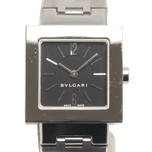 Bulgari Quadrado Sq22ss Ladies Quartz SS Black Dial