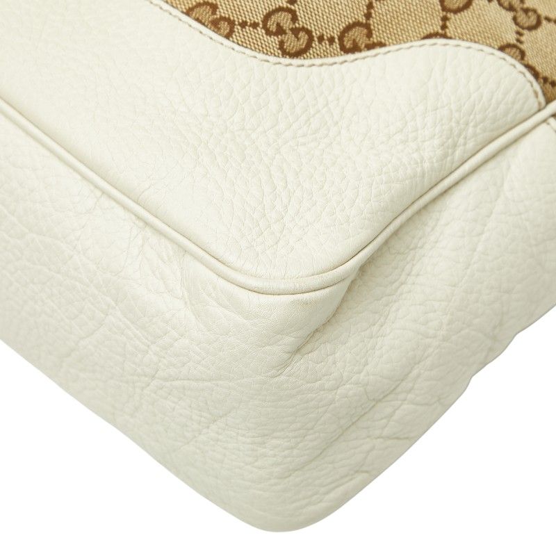 Gucci GG Canvas Bamboo Handbag Shoulder Bag 2WAY 282315 Beige Ivory Canvas