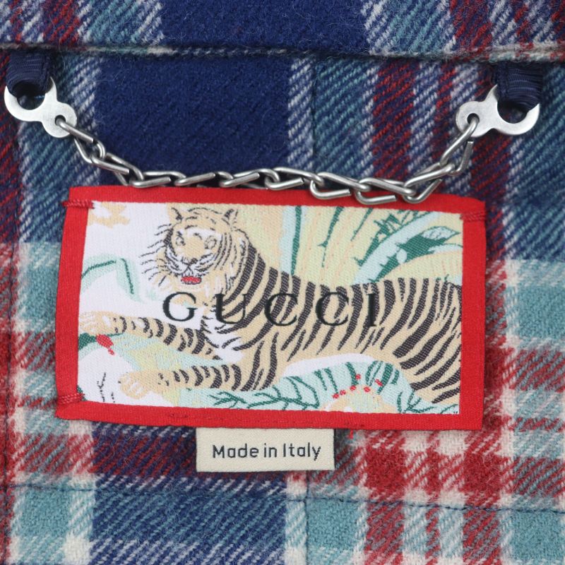  Gucci 22SS 683264 Gucci Tiger 100% Wool Quilted Checkered Back Logo Patch