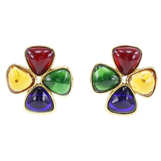 Chanel Gripore Vintage Gold Plated Multicolor 26 Ladies 45.0g Earring
