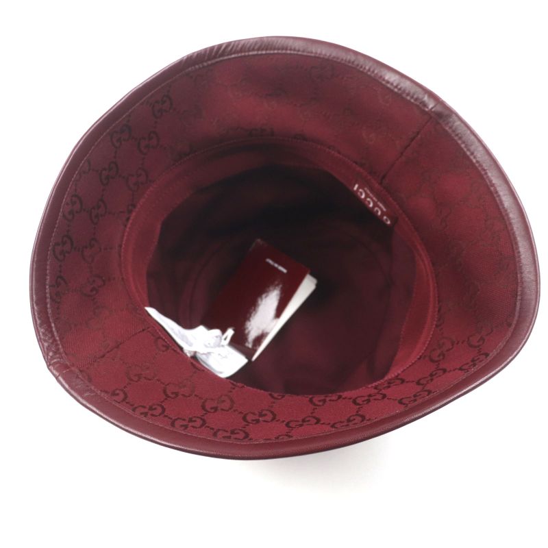 Gucci 833280 Ggmonogram Leather Use Hat Bucket Hat Bordeaux L 58cm (22.83in)