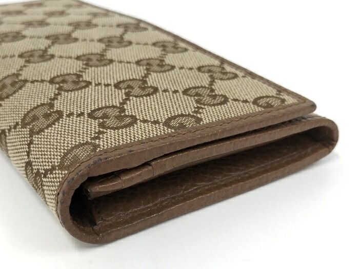 Gucci Bifold Long Wallet In GG Canvas Beige Brown 346058