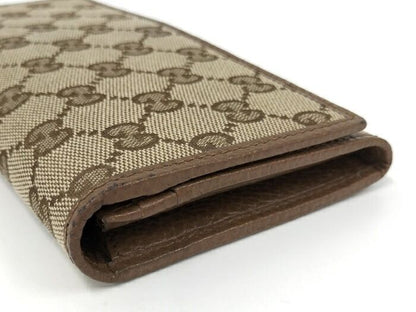 Gucci Bifold Long Wallet In GG Canvas Beige Brown 346058