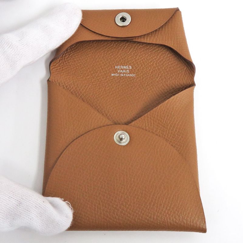 Hermes Bastia Gold Vo-epson Coin Case D Engraved 2019 Brown