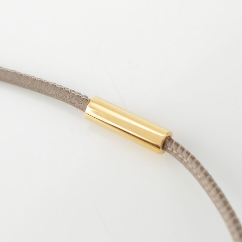 Hermes Loop Grand Vorsoft Leather Aluminum Gold Necklace Glazed Gold