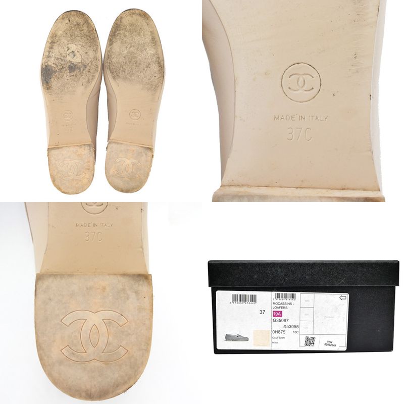 Chanel Loafers G35067 X53055 Oh875 Coco Mark Beige Gold Hardware Chain