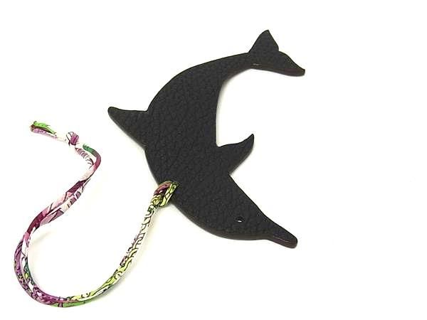 Hermes Petite Ash Vaux Epson And Togo Dolphin Charm Black And Green Az4623