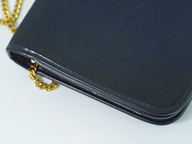 Authentic Christian DIOR Chain Shoulder Bag Canvas Navy Bag Pre-owned [follow-up