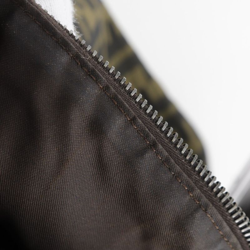 Fendi Zucca One Shoulder Nylon Canvas Brown Women Shoulder Bag