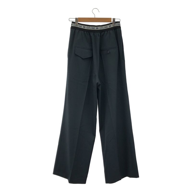 Celine - Phoebe Period Waist Logo Wide Slacks Pants - 38 - Navy - Women's