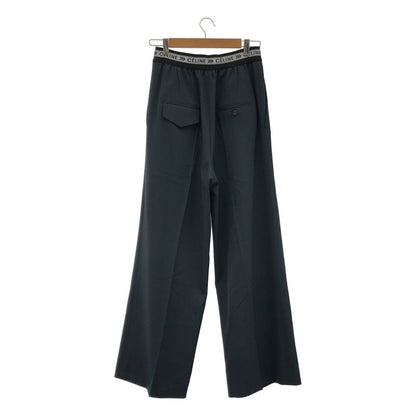 Celine - Phoebe Period Waist Logo Wide Slacks Pants - 38 - Navy - Women's