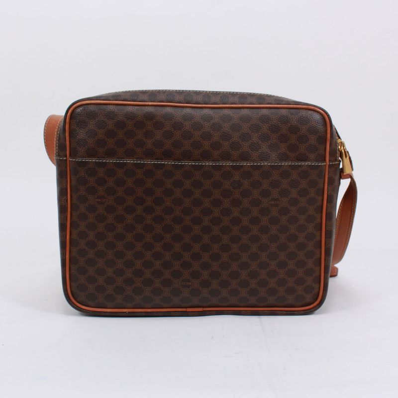 Celine Macadam Leather X PVC Brown Shoulder Bag Gold