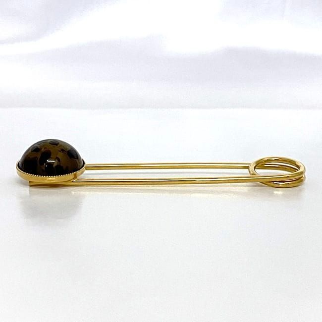 Fendi Pin Brooch Ec21581 Gold Beige Brown