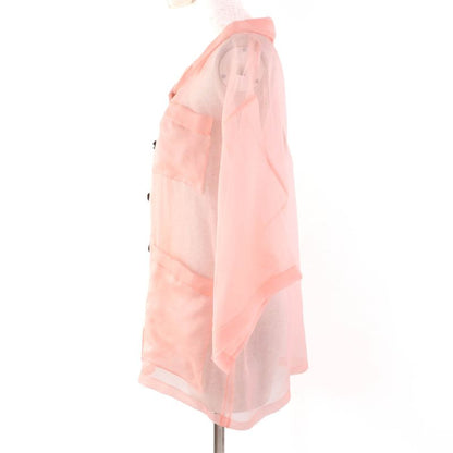 Gucci 20SS 616556 100% Silk Short Sleeve Oversized Sheer Shirt Salmon Pink 36