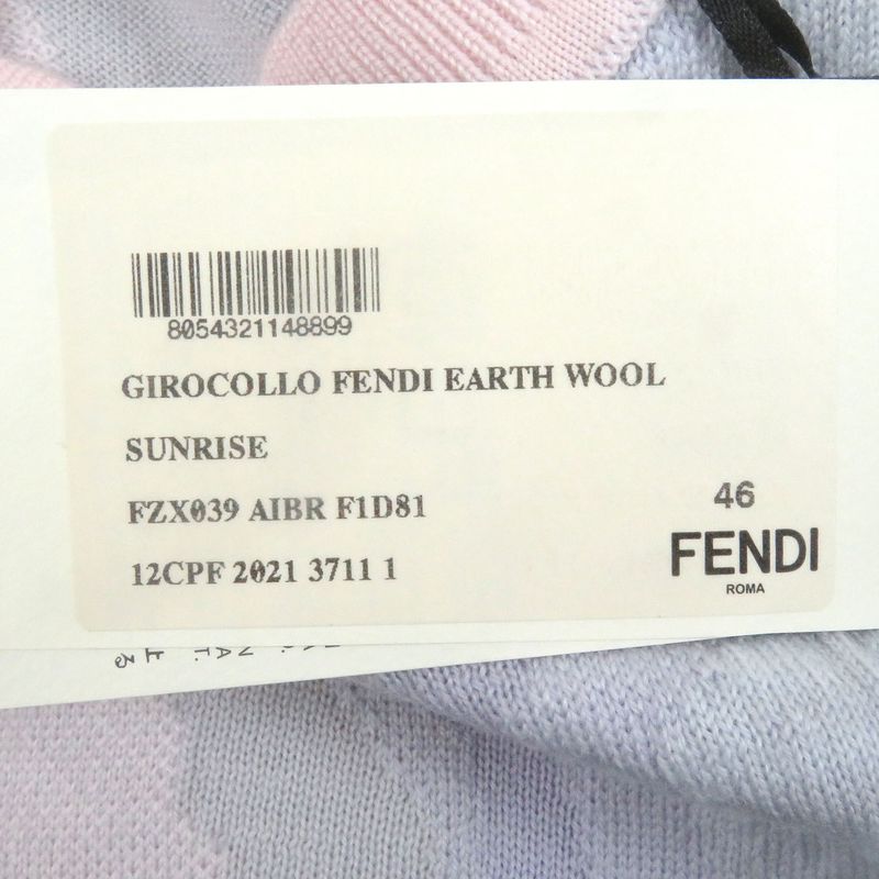 Fendi Fzx039 FF Logo Zucca Long Sleeve Knit Sweater Pinkish Multicolor 46 Made