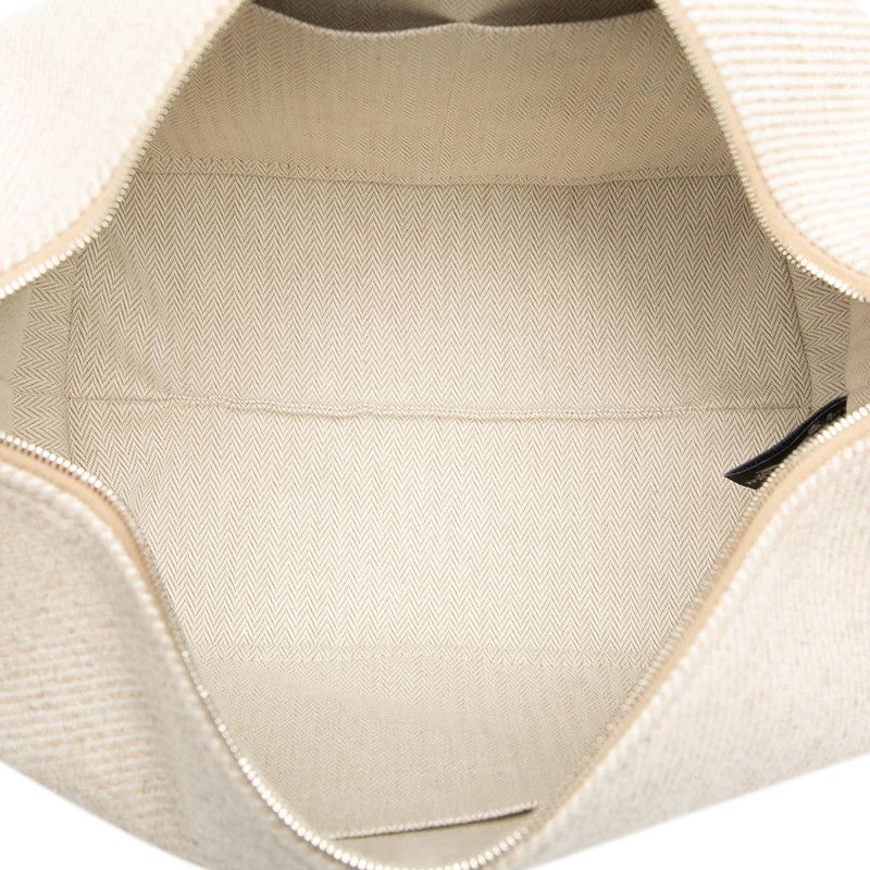 Hermes Brid A Brag Au Carré GM Handbag Pouch Segre Beige Silver Hardware Canvas