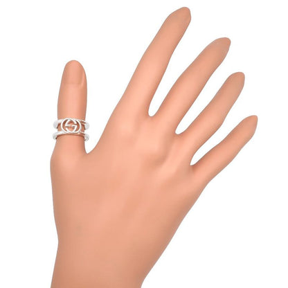 Gucci Interlocking G Open Silver 925 Size 14 Ladies 5.2g Ring