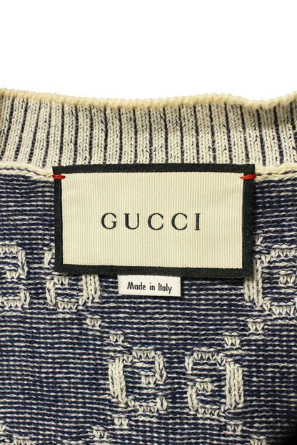 Gucci 614746 Xkbau GG All-over Cotton Jacquard Cardigan Men's XS