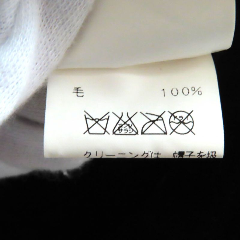 Hermes 100% Wool None Felt Hat Bucket Hat Black Beige 56 Genuine