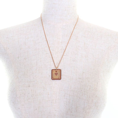 Hermes Asdecourt Heart Necklace Pink Gold Brown Stamped Z With Box And Storage