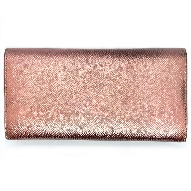 Bvlgari Logo Clip Long Wallet Metallic Pink Long Wallet Leather 287068 NFC Tag