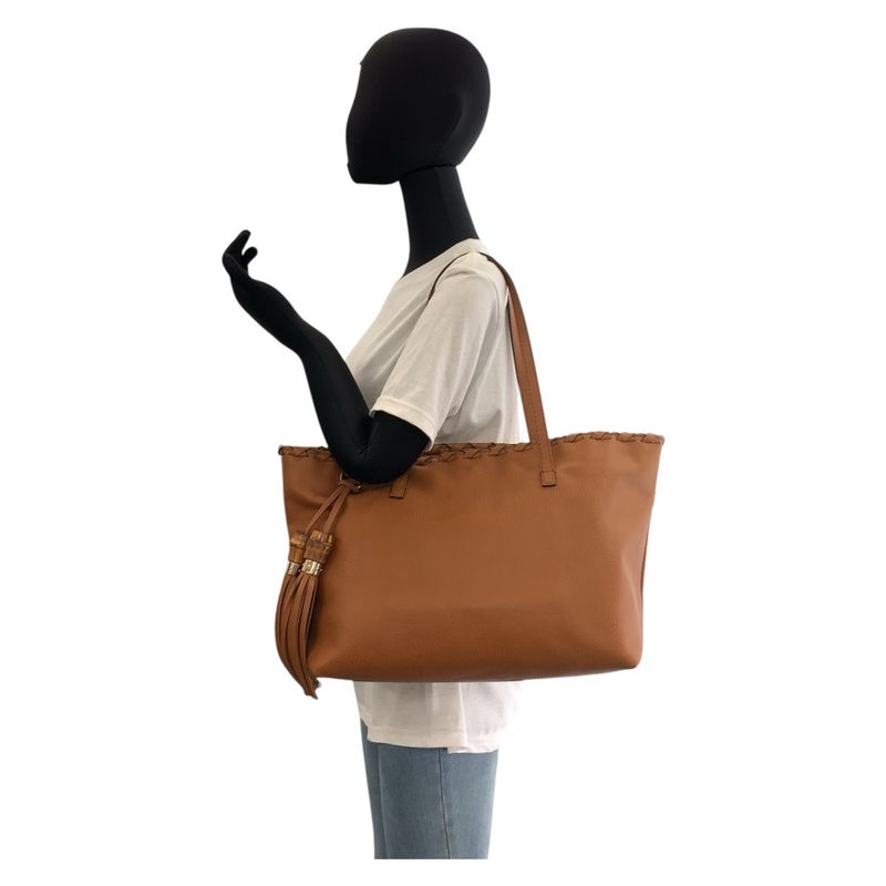 Gucci Bamboo Tassel Brown Gold Hardware Leather 354665 Tote Bag Shoulder Bag