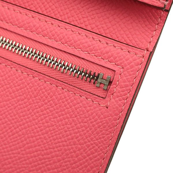 Hermes Trifold Wallet Bearn Combine Vaux Epson Rose Azalea Silver Hardware W
