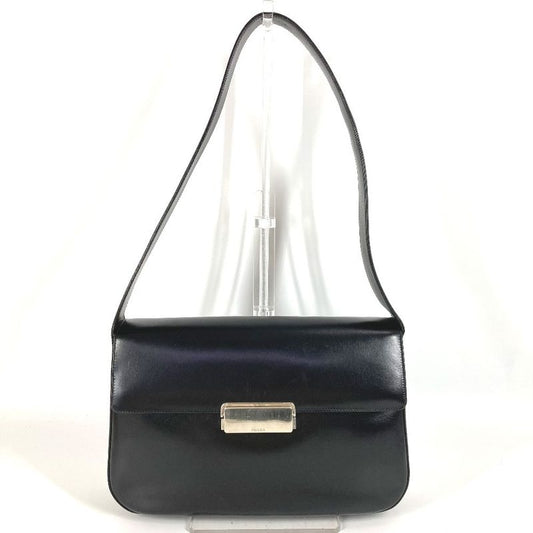 Prada Shoulder Bag Logo B7470 Leather Black