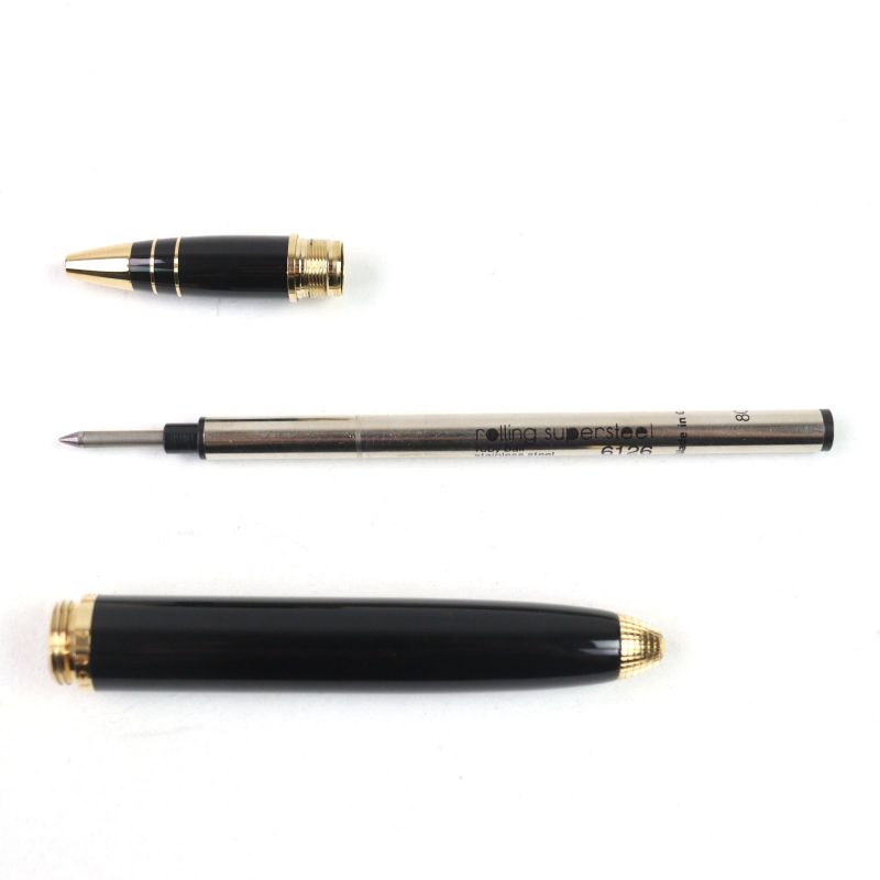 Louis Vuitton Dock Lacquer Capped Ballpoint Pen Black Gold Made In France Men's