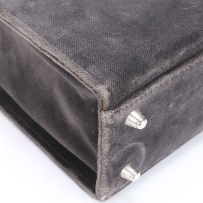 Fendi Leather Vanity Handbag Top Handle Tote Gray Velour Women's MME Ca5-1