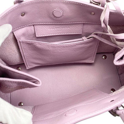 Balenciaga Handbag Shoulder Bag Paper A6 Zip Around 370926 Leather Pink Silver