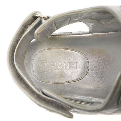 Chanel Footbed Coco Mark Sandals 0 G35927 Silver Grayish 36c