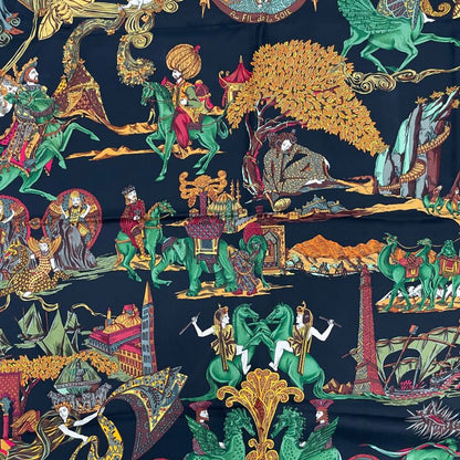 Hermes Carre 90 Au FIL De La SOIE Silk Scarf With Box