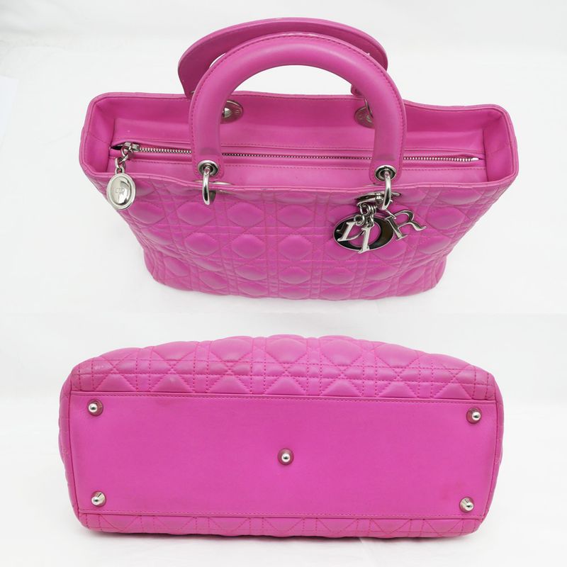 Christian Dior Lady dior Handbag Lady Dior Large Pink Lambskin Ladies