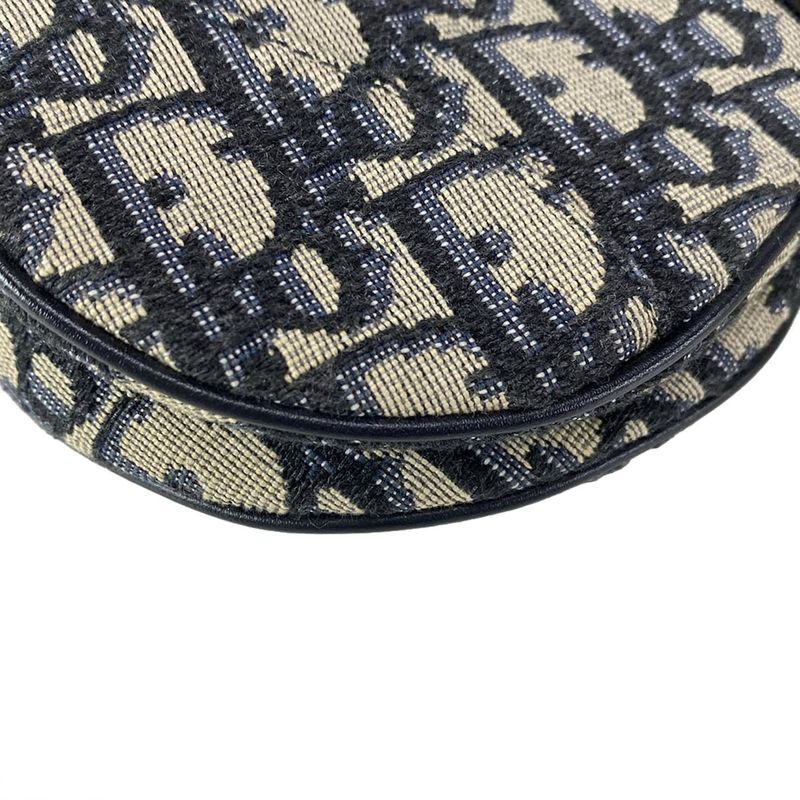 Dior/christian Dior Handbag Saddle Bagtrotter Navy And Ivory Mini Bag Leather