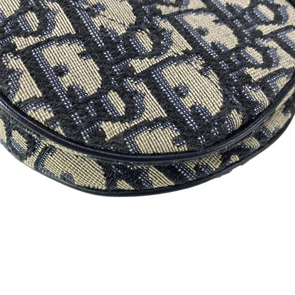 Dior/christian Dior Handbag Saddle Bagtrotter Navy And Ivory Mini Bag Leather