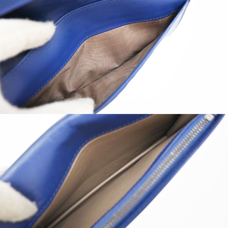 Bottega Veneta Long Wallet Intrecciato Fold Wallet Blue Leather 39kb006