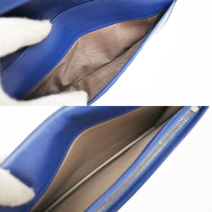 Bottega Veneta Long Wallet Intrecciato Fold Wallet Blue Leather 39kb006