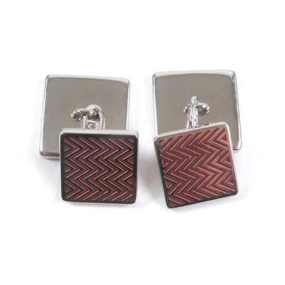Hermes Chevron Stripe Square Shape Chaine Dunk Cufflinks Button Cufflinks