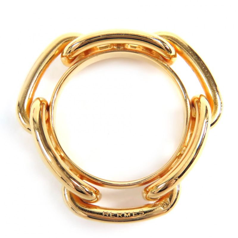 Hermes Lucade Chaine D'ancre Scarf Ring Gold With Box Ladies Large 