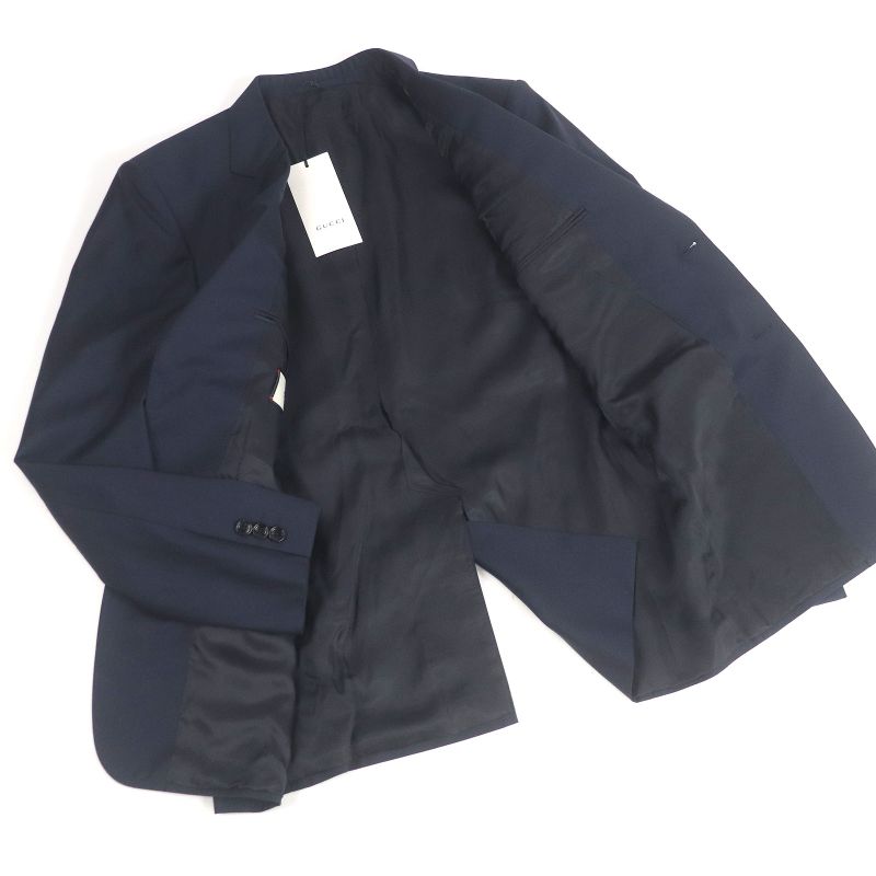 Gucci 252024 None Fabric 100% Wool Single Blazer Tailored Jacket Navy 48 Made