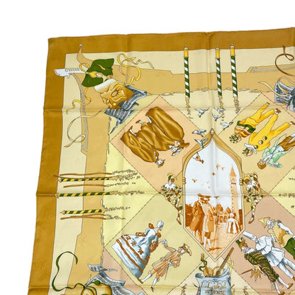Hermes Carre 90 Scarf Silk Carnaval DE Venise Carnival Of Venice Yellow