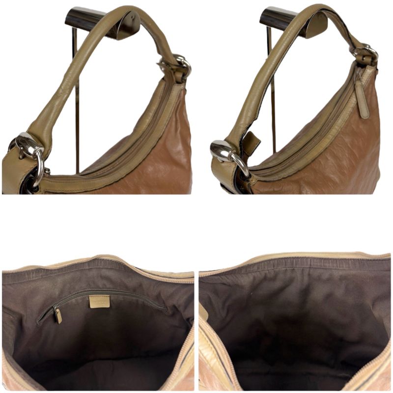 Gucci One Shoulder Bag Horsebit Pattern Brown All Leather Hobo Soho Shoulder