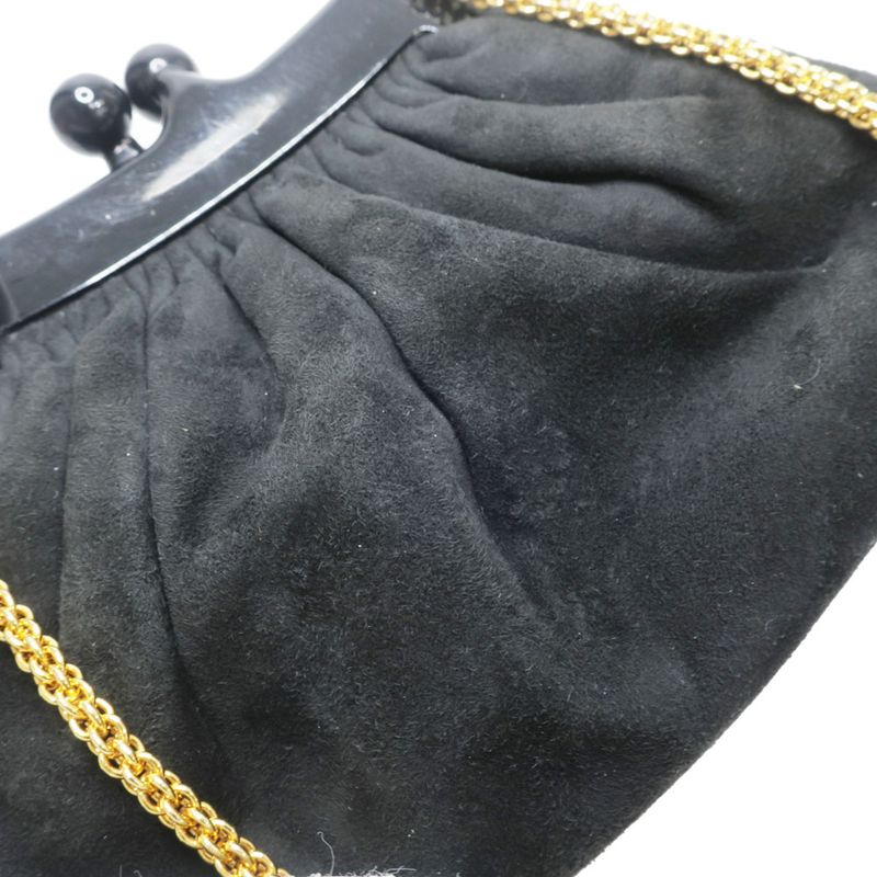 Chanel Clasp Chain Shoulder Bag Suede Xplastic Black Gdhardware Women's