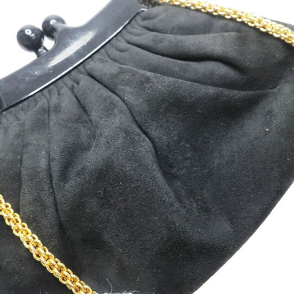 Chanel Clasp Chain Shoulder Bag Suede Xplastic Black Gdhardware Women's
